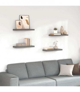 vidaXL Floating Wall Shelves 4 pcs High Gloss Grey 60x23,5x3,8 cm MDF