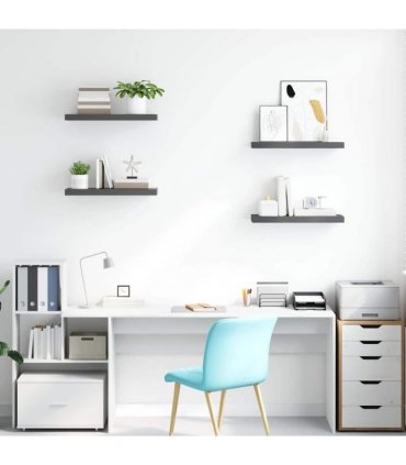 vidaXL Floating Wall Shelves 4 pcs High Gloss Grey 60x23,5x3,8 cm MDF