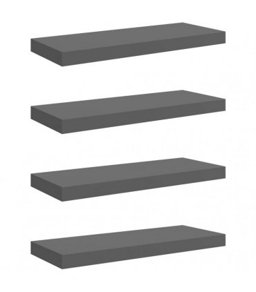 vidaXL Floating Wall Shelves 4 pcs High Gloss Grey 60x23,5x3,8 cm MDF
