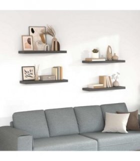 vidaXL Floating Wall Shelves 4 pcs High Gloss Grey 80x23,5x3,8 cm MDF