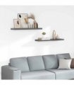 vidaXL Floating Wall Shelves 2 pcs High Gloss Grey 90x23,5x3,8 cm MDF