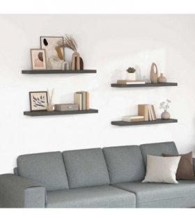 vidaXL Floating Wall Shelves 4 pcs High Gloss Grey 90x23,5x3,8 cm MDF