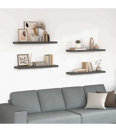 vidaXL Floating Wall Shelves 4 pcs High Gloss Grey 90x23,5x3,8 cm MDF