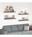 vidaXL Floating Wall Shelves 4 pcs High Gloss Grey 90x23,5x3,8 cm MDF