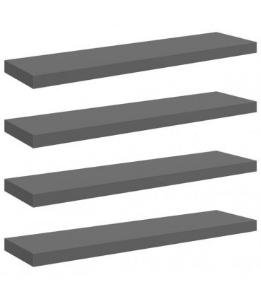 vidaXL Floating Wall Shelves 4 pcs High Gloss Grey 90x23,5x3,8 cm MDF