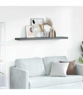 vidaXL Floating Wall Shelf High Gloss Grey 120x23,5x3,8 cm MDF
