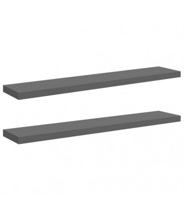 vidaXL Floating Wall Shelves 2 pcs High Gloss Grey 120x23,5x3,8 cm MDF