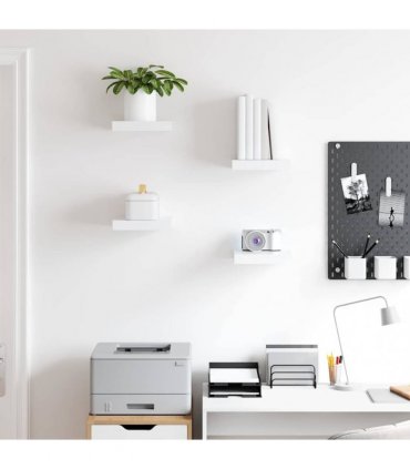 vidaXL Floating Wall Shelves 4 pcs White 23x23,5x3,8 cm MDF