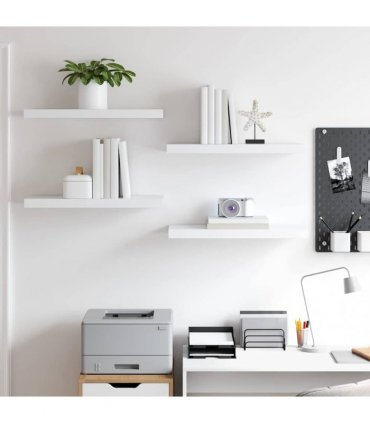 vidaXL Floating Wall Shelves 4 pcs White 60x23,5x3,8 cm MDF