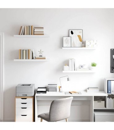 vidaXL Floating Wall Shelves 4 pcs White 80x23,5x3,8 cm MDF