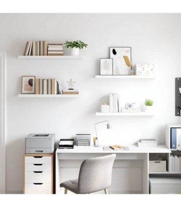 vidaXL Floating Wall Shelves 4 pcs White 90x23,5x3,8 cm MDF