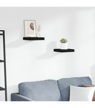 vidaXL Floating Wall Shelves 2 pcs Black 23x23,5x3,8 cm MDF