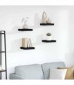 vidaXL Floating Wall Shelves 4 pcs Black 23x23,5x3,8 cm MDF