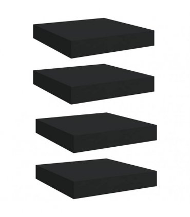 vidaXL Floating Wall Shelves 4 pcs Black 23x23,5x3,8 cm MDF