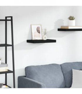 vidaXL Floating Wall Shelf Black 40x23.5x3.8 cm MDF