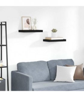 vidaXL Floating Wall Shelves 2 pcs Black 40x23.5x3.8 cm MDF