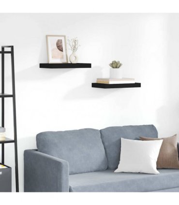 vidaXL Floating Wall Shelves 2 pcs Black 40x23.5x3.8 cm MDF