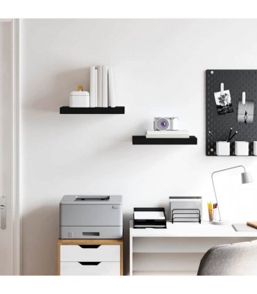 vidaXL Floating Wall Shelves 2 pcs Black 40x23.5x3.8 cm MDF