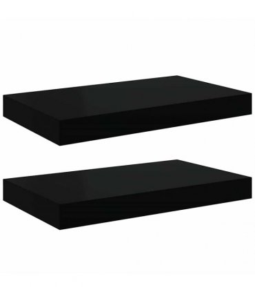 vidaXL Floating Wall Shelves 2 pcs Black 40x23.5x3.8 cm MDF