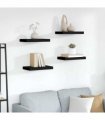 vidaXL Floating Wall Shelves 4 pcs Black 40x23.5x3.8 cm MDF