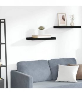 vidaXL Floating Wall Shelf Black 50x23.5x3.8 cm MDF