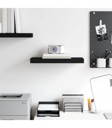 vidaXL Floating Wall Shelf Black 50x23.5x3.8 cm MDF