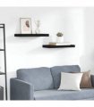 vidaXL Floating Wall Shelves 2 pcs Black 50x23.5x3.8 cm MDF