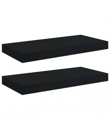vidaXL Floating Wall Shelves 2 pcs Black 50x23.5x3.8 cm MDF