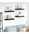 vidaXL Floating Wall Shelves 4 pcs Black 50x23.5x3.8 cm MDF