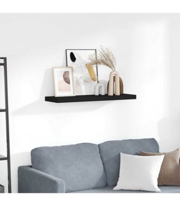 vidaXL Floating Wall Shelf Black 80x23,5x3,8 cm MDF