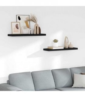 vidaXL Floating Wall Shelves 2 pcs Black 80x23,5x3,8 cm MDF