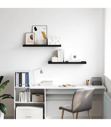 vidaXL Floating Wall Shelves 2 pcs Black 80x23,5x3,8 cm MDF