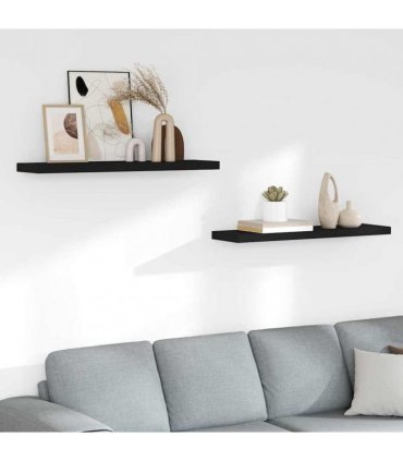 vidaXL Floating Wall Shelves 2 pcs Black 90x23,5x3,8 cm MDF