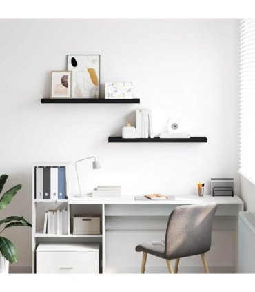 vidaXL Floating Wall Shelves 2 pcs Black 90x23,5x3,8 cm MDF