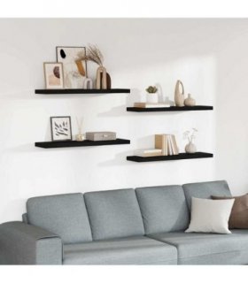 vidaXL Floating Wall Shelves 4 pcs Black 90x23,5x3,8 cm MDF
