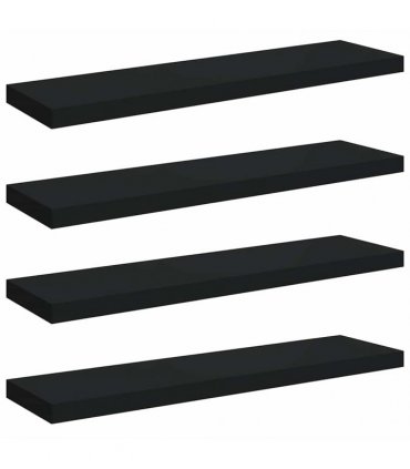 vidaXL Floating Wall Shelves 4 pcs Black 90x23,5x3,8 cm MDF