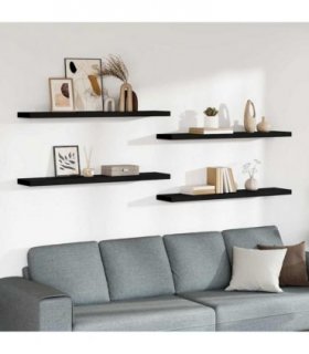 vidaXL Floating Wall Shelves 4 pcs Black 120x23,5x3,8 cm MDF