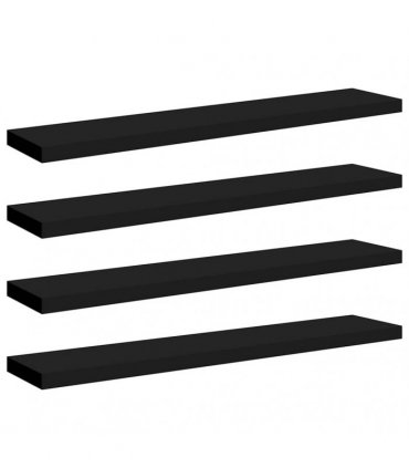vidaXL Floating Wall Shelves 4 pcs Black 120x23,5x3,8 cm MDF