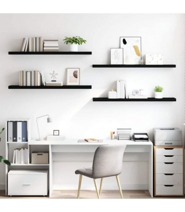vidaXL Floating Wall Shelves 4 pcs Black 120x23,5x3,8 cm MDF