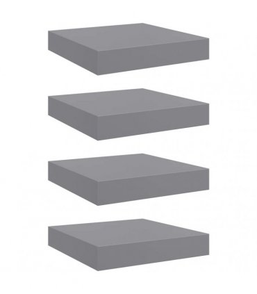 vidaXL Floating Wall Shelves 4 pcs Grey 23x23,5x3,8 cm MDF