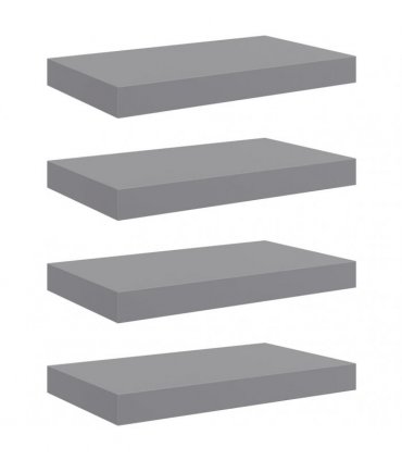 vidaXL Floating Wall Shelves 4 pcs Grey 40x23.5x3.8 cm MDF