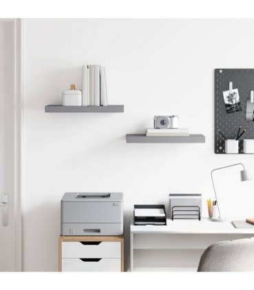 vidaXL Floating Wall Shelves 2 pcs Grey 50x23.5x3.8 cm MDF