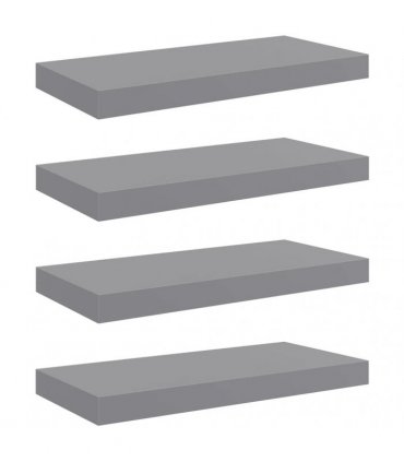 vidaXL Floating Wall Shelves 4 pcs Grey 50x23.5x3.8 cm MDF
