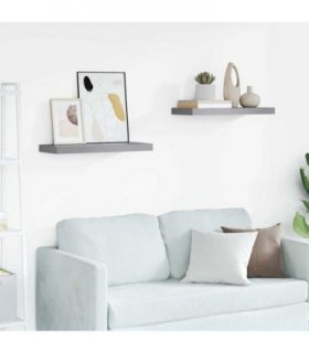 vidaXL Floating Wall Shelves 2 pcs Grey 60x23,5x3,8 cm MDF