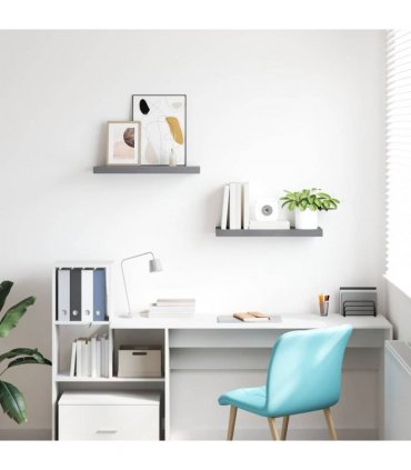 vidaXL Floating Wall Shelves 2 pcs Grey 60x23,5x3,8 cm MDF