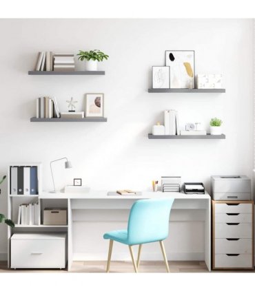 vidaXL Floating Wall Shelves 4 pcs Grey 80x23,5x3,8 cm MDF
