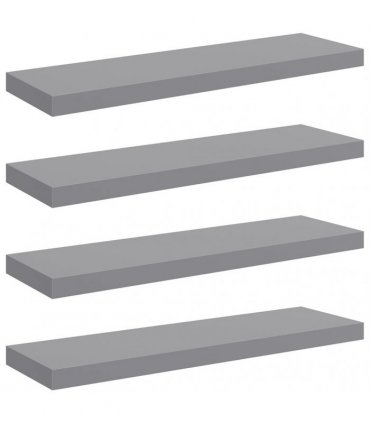 vidaXL Floating Wall Shelves 4 pcs Grey 80x23,5x3,8 cm MDF