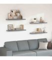 vidaXL Floating Wall Shelves 4 pcs Grey 90x23,5x3,8 cm MDF