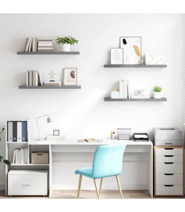 vidaXL Floating Wall Shelves 4 pcs Grey 90x23,5x3,8 cm MDF