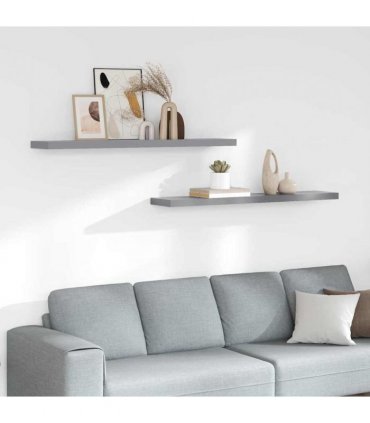vidaXL Floating Wall Shelves 2 pcs Grey 120x23,5x3,8 cm MDF